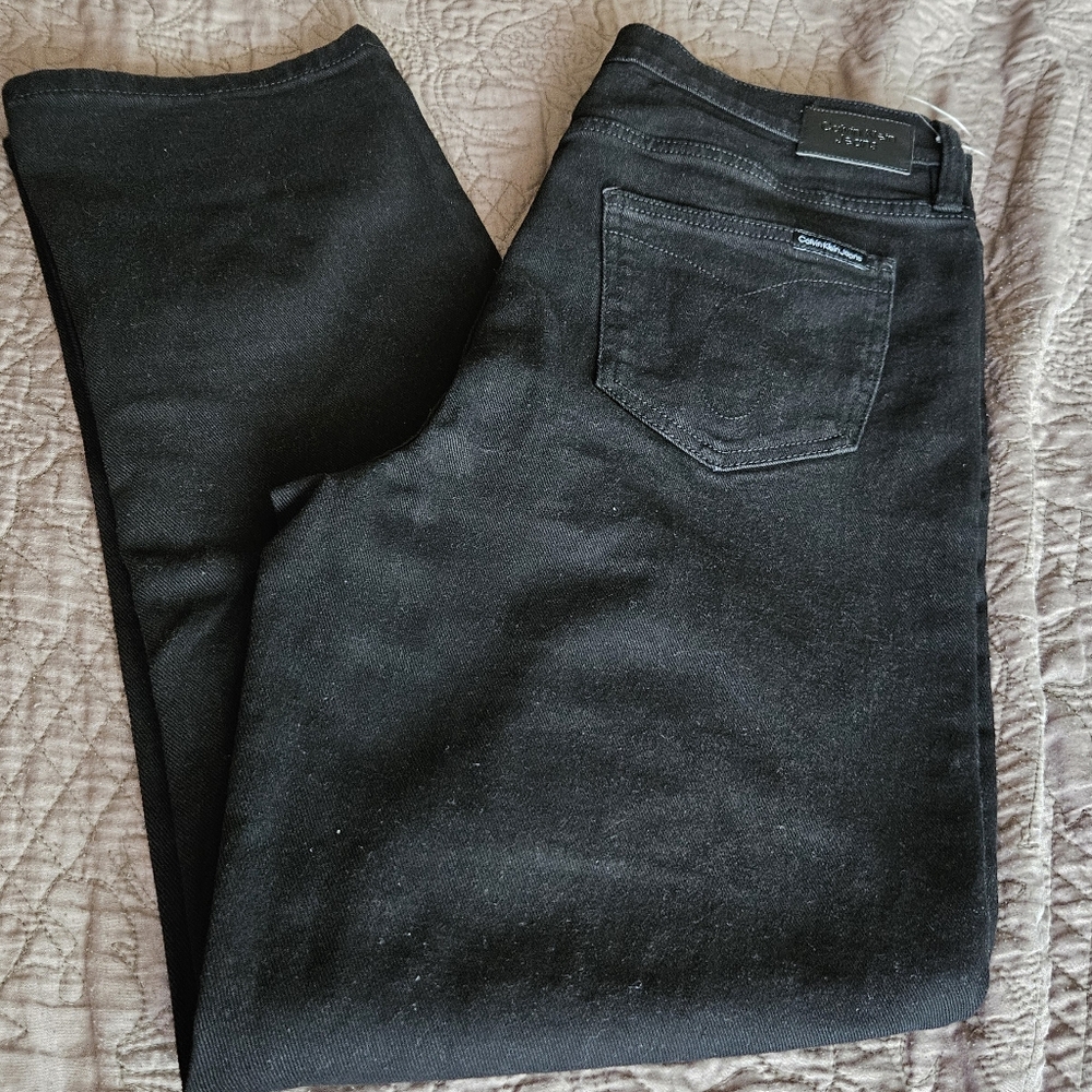 Calvin Klein, Straight Leg Black Jeans, NWOT, Size 12